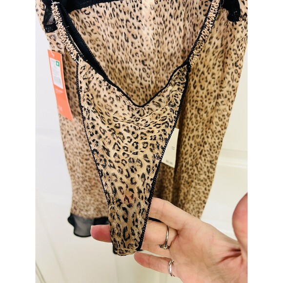 Gilligan & O'malley Sleepwear Baby Doll Chemise Thong Set Medium Animal Print - Picture 2 of 6